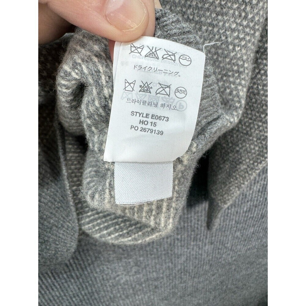 J Crew 100% Lambswool Sweater Mens Large Gray Knit Shawl Collar Button Pocket - Picture 5 of 9